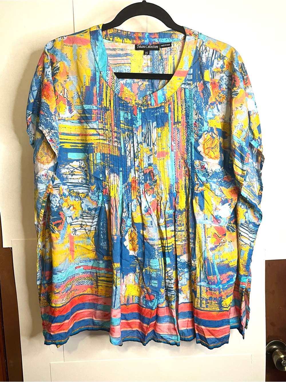Tolani Collection Women’s Size XS Multicolor Abstract Print Modal Caftan Top